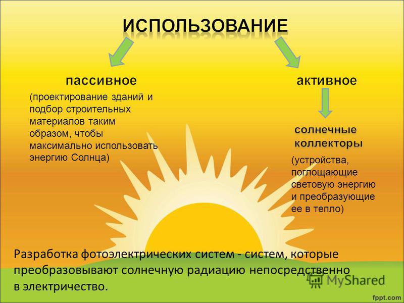 Использование энергии солнца на земле доклад