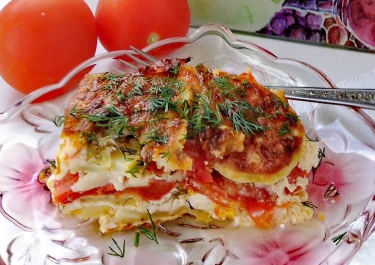 Куриная запеканка с помидором и сыром