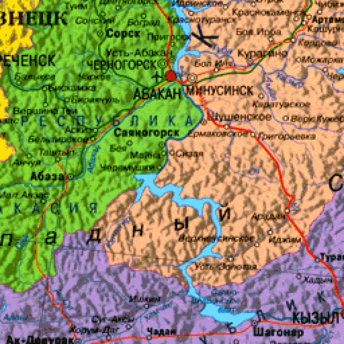 Карта хакасия и красноярский край